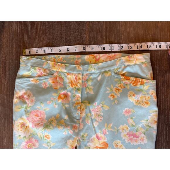 JONES NEW YORK Signature Blue Floral Cropped Pants Women's size 6 Coquette - Picture 8 of 8